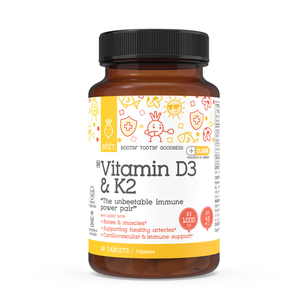 Vitamin D3 1000iu with K2 45mcg (MK7) 60 Tablets